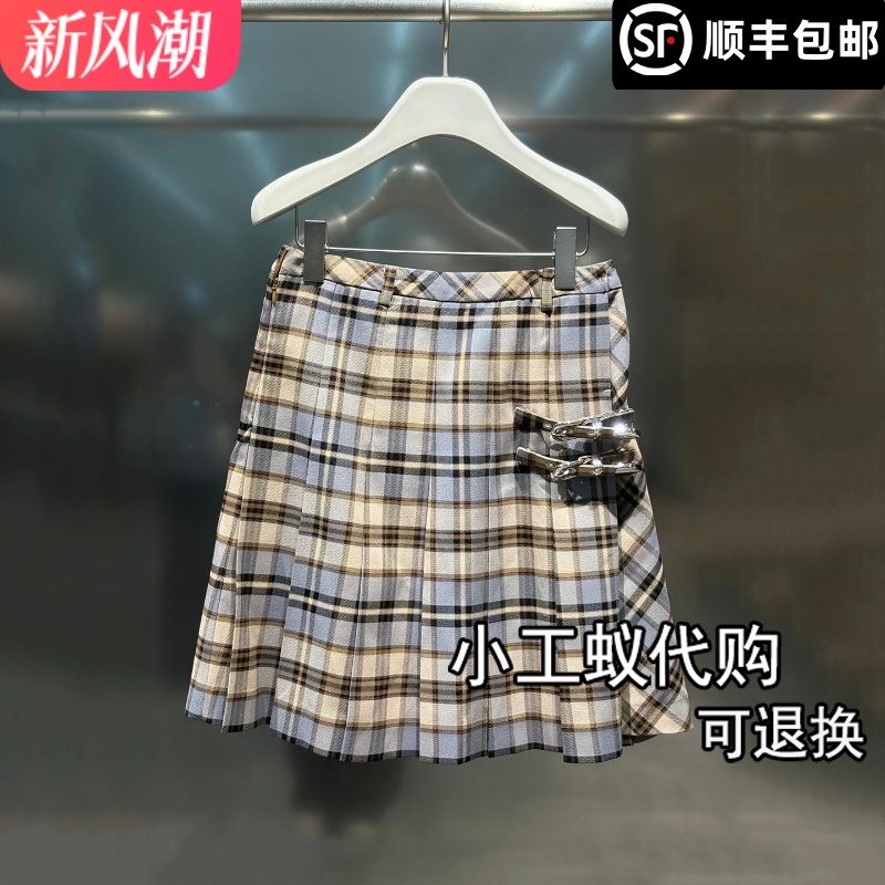 芮范雅学院风格纹半身裙中裙女