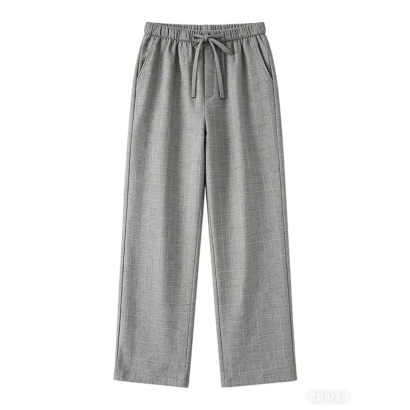 日系无印风情侣格子睡裤女春款纯棉直筒裤男士薄款可外穿家居长裤