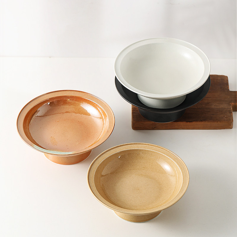 池上中式高脚盘禅意点心盘供佛中国风果盘陶瓷高足盘糕点茶点盘子