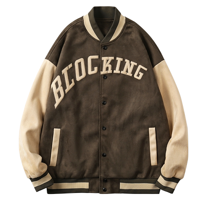 麂皮绒棒球服男士新款宽松上衣