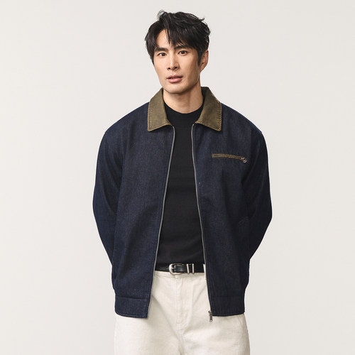 Cleanfit通勤撞色翻领牛仔外套男