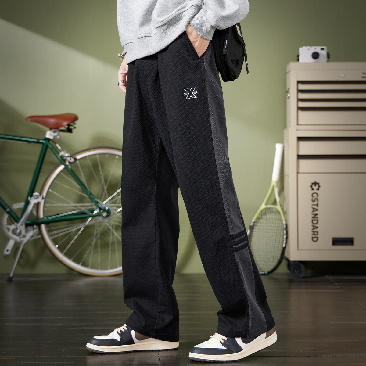 黑色直筒休闲裤百搭潮流痞帅日系