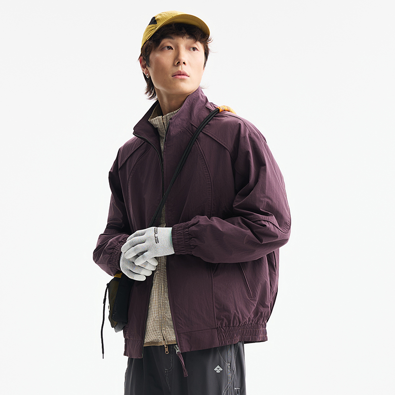 bomber设计感解构拼接立领外套男