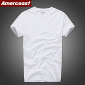 圆领透气白色t纯色打底衫 美洲海岸af短袖 T恤男夏纯棉休闲宽松半袖
