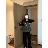 子显瘦套装 大码 女 秋季 拼接上衣裤 反转巴黎 源子微胖女装