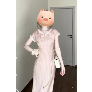 【春晓语蝶】新中式旗袍短袖连衣裙收腰显瘦夏季新款气质小裙子