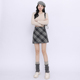 韩版 毛呢格子半身裙女秋冬新款 学院风高腰显瘦包臀A字裙短裙