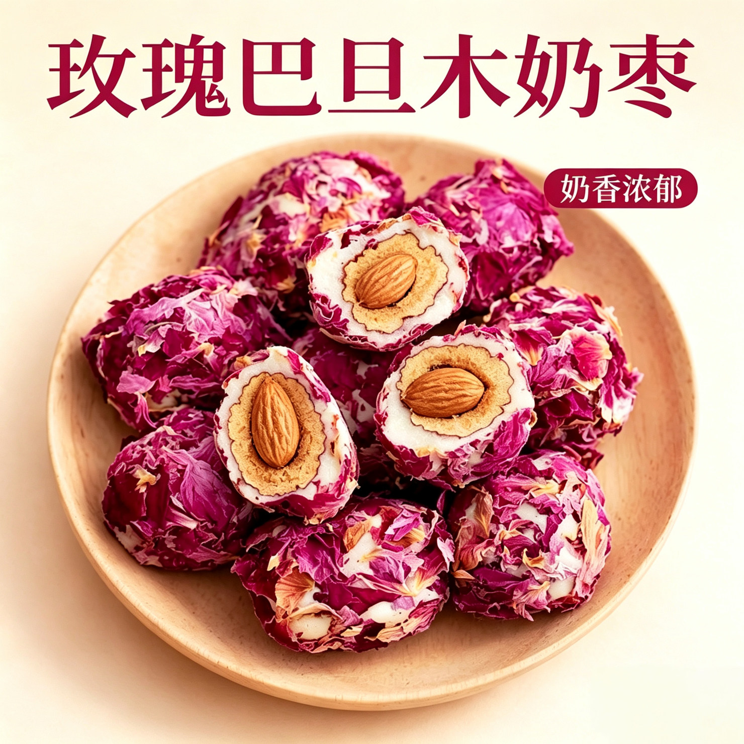 疆瀚玫瑰花奶枣250g*2袋新疆特产奶枣巴旦木仁独立包装休闲小零食