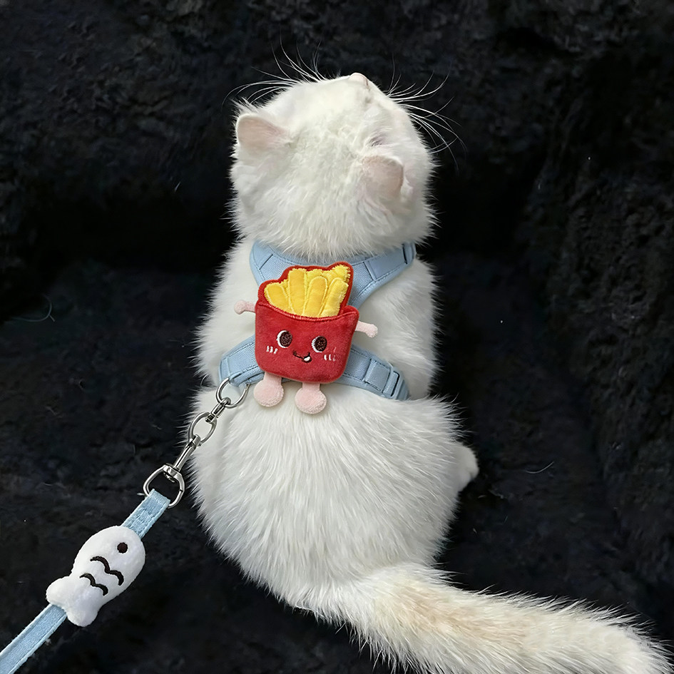 猫咪牵引绳可爱薯条玩偶胸背带