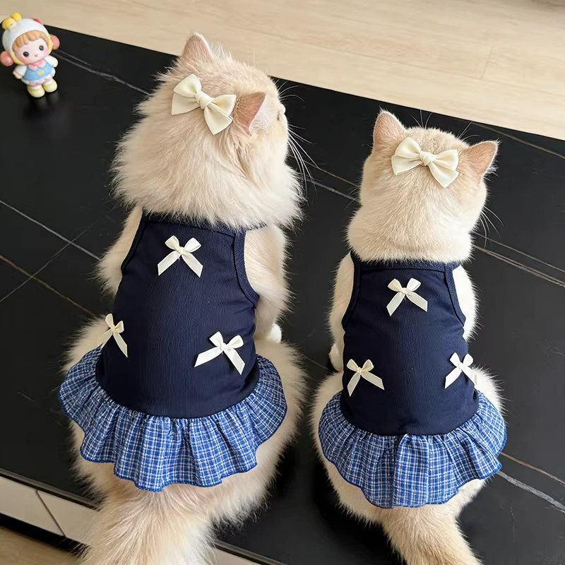 猫咪衣服薄款学院风裙子防掉毛图片