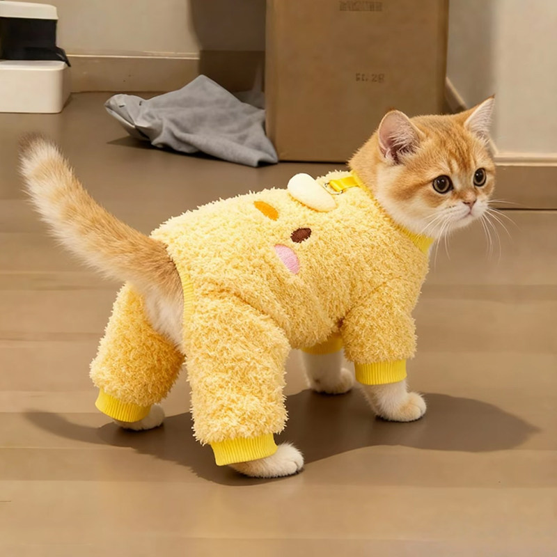 可牵引猫咪衣服秋冬款保暖可牵引