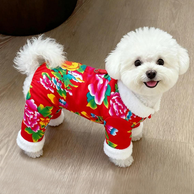 狗狗衣服秋冬加厚保暖东北大花袄