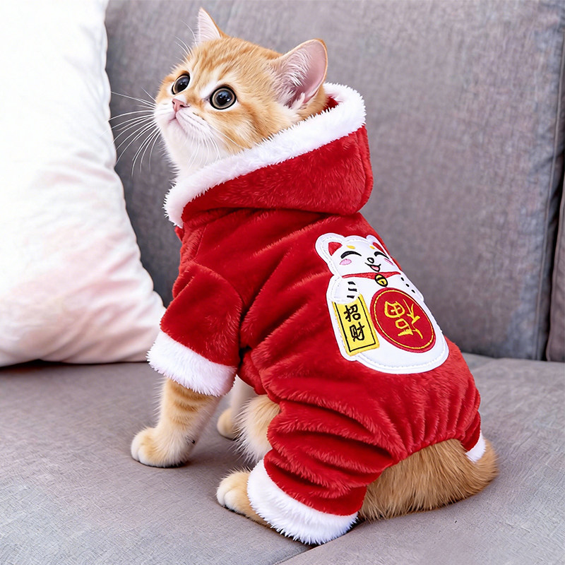 猫咪衣服招财猫四脚衣秋冬季保暖布偶金渐层过年喜庆狗狗新年服饰,宠物/宠物食品及用品,猫宠物服装/雨衣（新）,淘宝优惠券,粉丝福利购,淘宝优惠卷