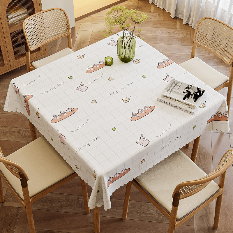 正方形餐桌布防水防油PVC桌垫轻奢高级感方桌台布免洗防烫茶几垫