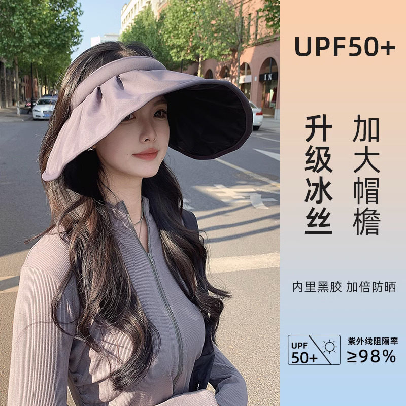防晒帽女防紫外线大帽檐贝壳遮阳帽空顶帽子太阳帽遮脸可折叠夏天