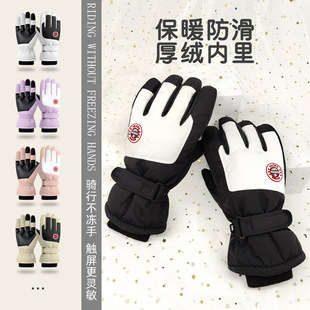 手套男士 骑行电动车防风防寒加绒加厚保暖可触屏棉滑雪手套女 冬季