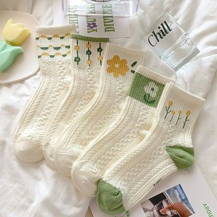 中筒袜ins风少女甜美运动袜百搭防滑透气小熊袜子MM 袜子女夏季