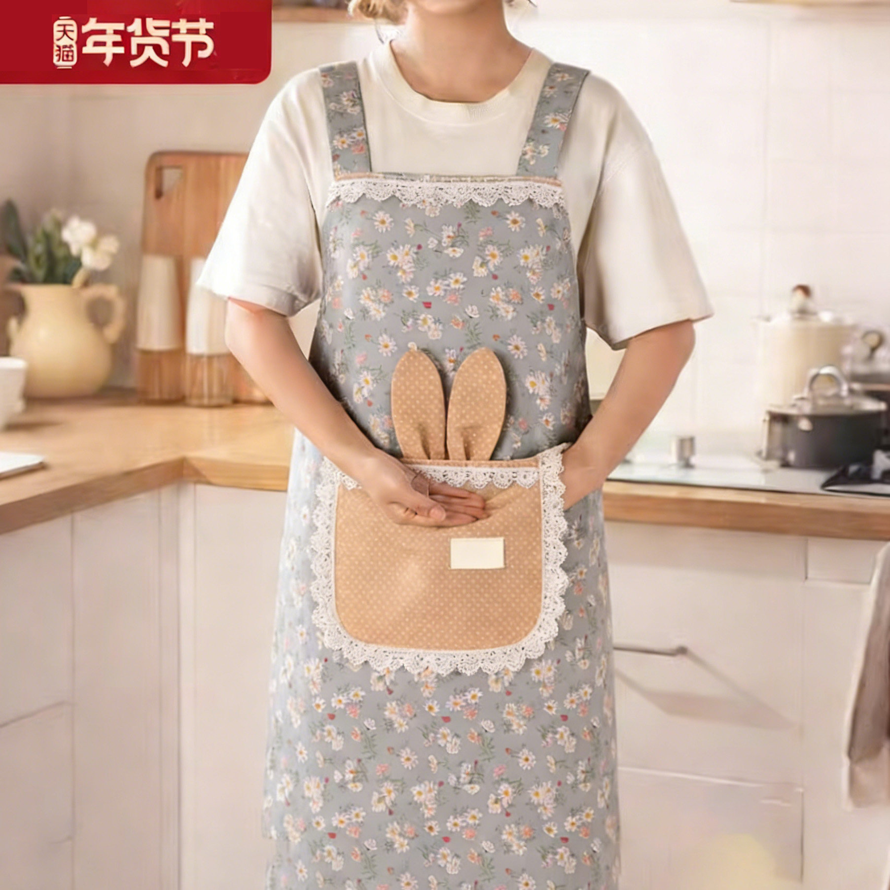 韩版长袖帆布围裙女家用厨房做饭罩衣防污透气餐饮工作服大人围腰,家庭/个人清洁工具,围裙,淘宝优惠券,粉丝福利购,淘宝优惠卷