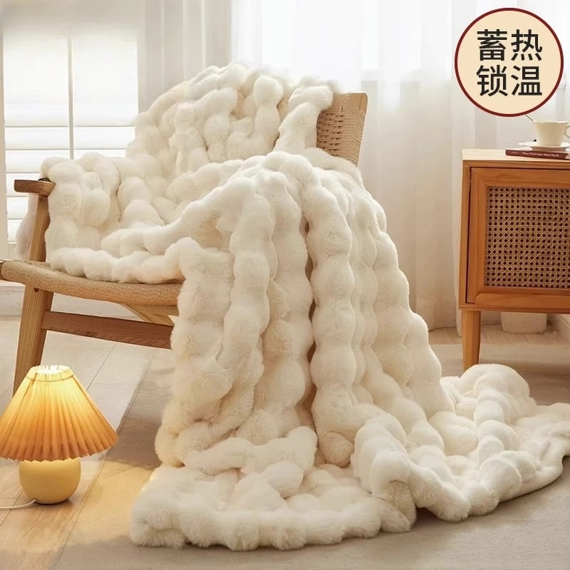 獭兔绒毛毯加厚冬季午睡盖毯床单被子办公室珊瑚绒沙发小毯子好物