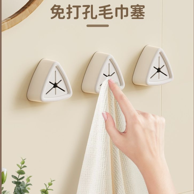毛巾架卫生间免打孔浴室置物架抹布挂杆洗脸巾收纳塞毛巾挂钩强力图片