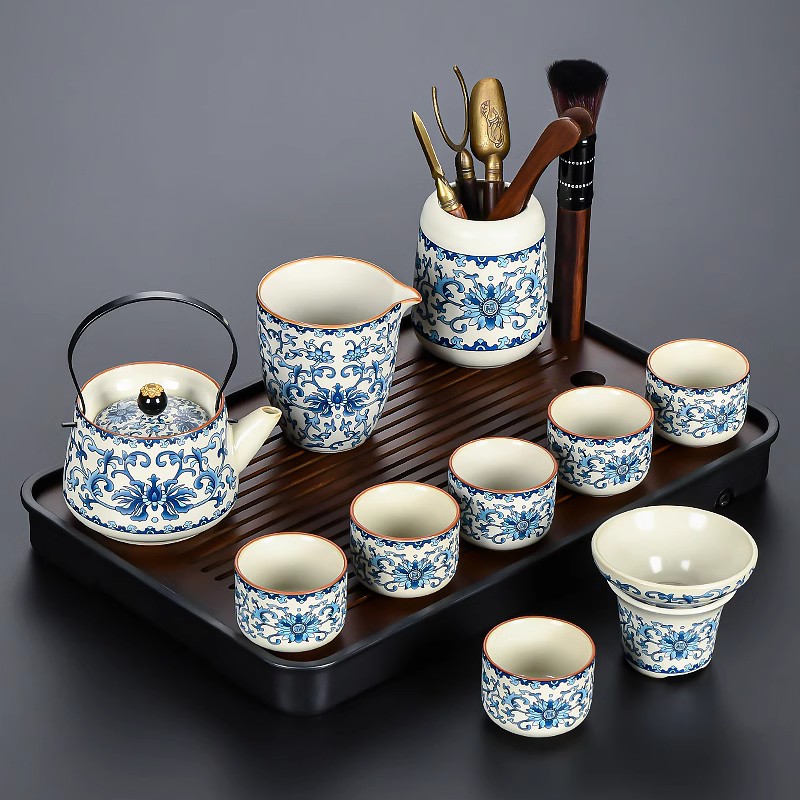 汝窑茶具套组2026新款家用功夫茶壶茶杯办公室喝茶用品提梁泡茶壶