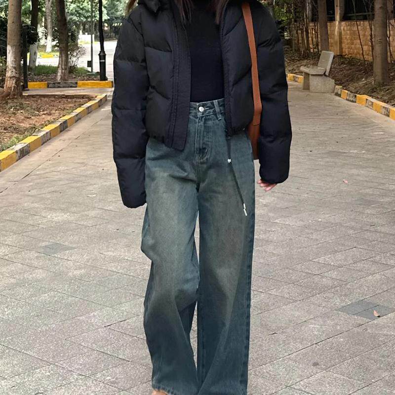 复古牛仔裤女加绒秋冬202