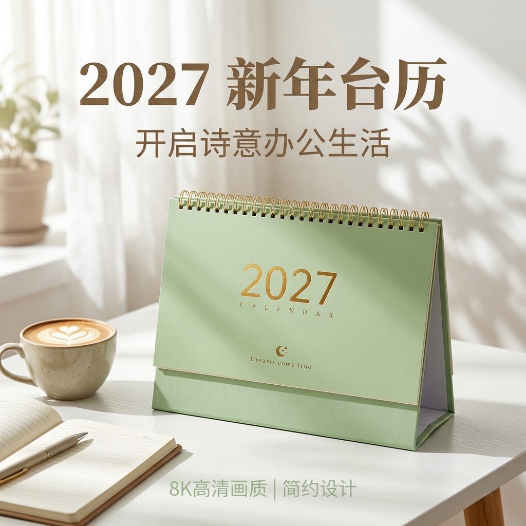 台历2027年新款桌面日历定做商务办公记事莫兰迪色小清新创意摆件计划本简约ins风马年月历纸架定制广告logo