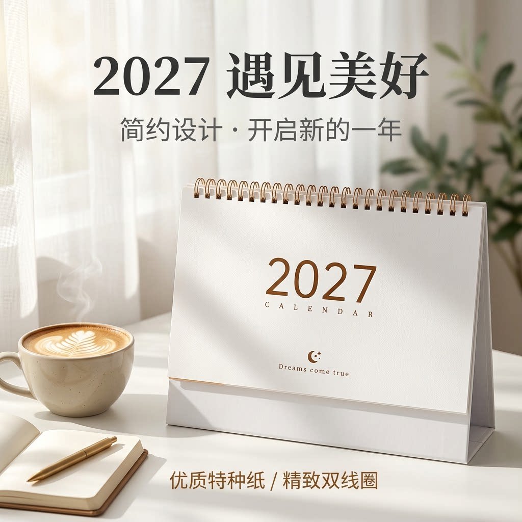 台历2027年新款桌面日历定做商务办公记事莫兰迪色小清新创意摆件计划本简约ins风马年月历纸架定制广告logo