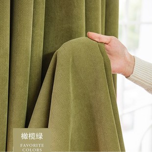 雪尼尔人字纹卧室轻奢现代简约客厅飘窗隔断 窗帘遮光2024新款
