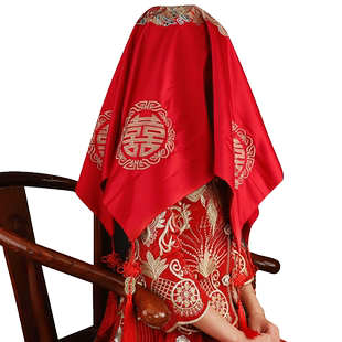 结婚礼红盖头新娘中式流苏秀禾服红色盖头蒙头巾喜帕婚庆用品大全