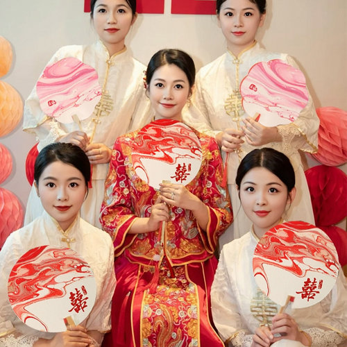结婚接亲拍照道具婚礼伴娘团扇子