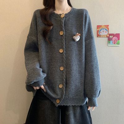 大码宽松显瘦遮臀针织开衫女