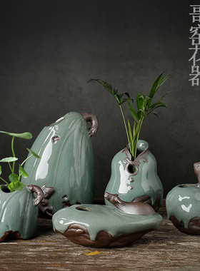 水培绿萝铜钱草动物桌面工艺品