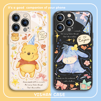 适用苹果维尼屹耳卡通情侣手机壳