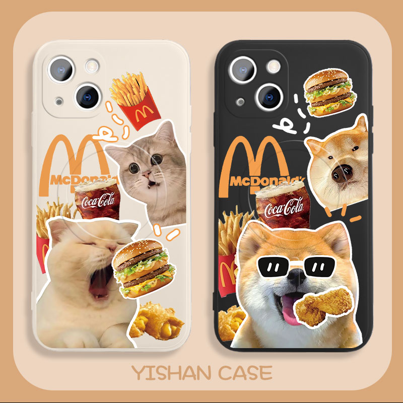 适用苹果硅胶可爱猫狗手机壳