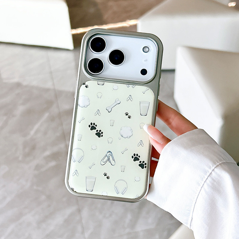 韩系ins风牛奶骨头适用苹果17系列手机壳iPhone16plus新款air电镀银边15pro水凝滴胶14promax13可爱12超好看