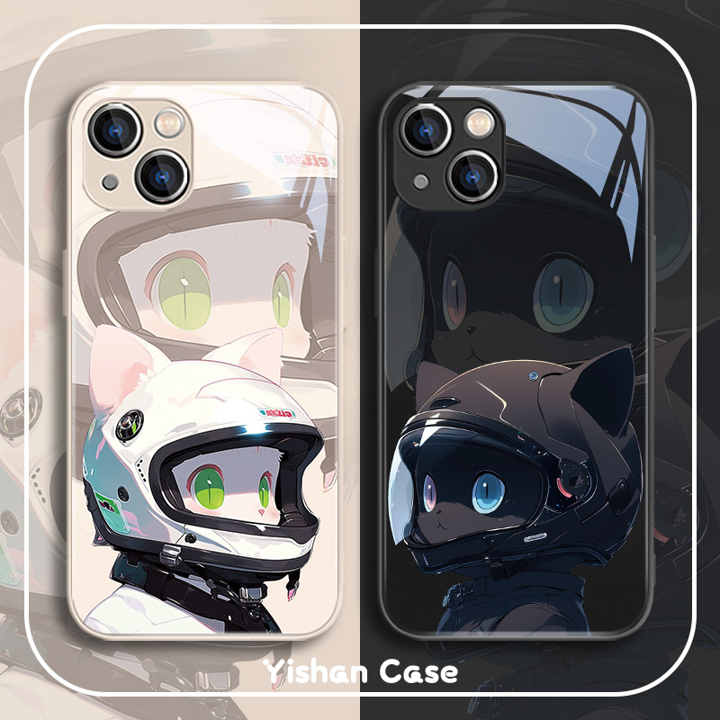 适用苹果17系列/15promax手机壳16情侣iPhone14pro新款13mini机车猫咪11pro个性12创意xsmax液态玻璃8plus7p