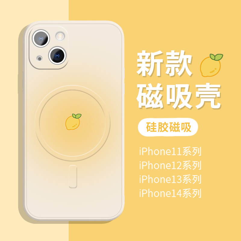 适用苹果简约夏日水果磁吸手机壳
