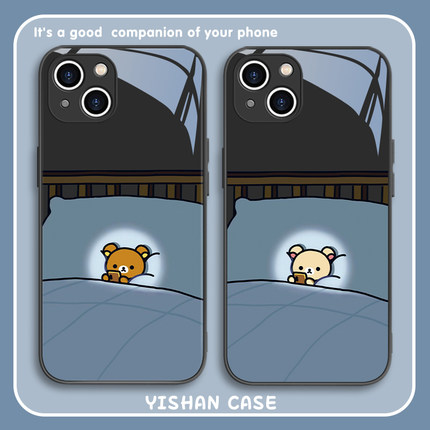 轻松熊手机壳适用iPhone16promax苹果17系列/15/14创意13/12mini情侣新款xsmax卡通可爱11/8plus小众趣味7液