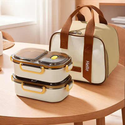 不锈钢保温饭盒轻便大容量带饭分格便当餐盒上班族微波炉加热专用