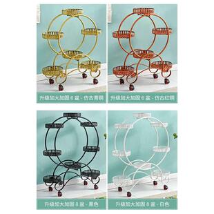 欧式圆形花架家用客厅落地花盆架简约现代工艺花架摆件饰品置物架