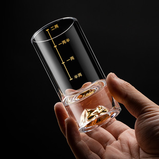 金山二两白酒杯带刻度套装家用高端玻璃酒杯100ml分酒器酒具高档