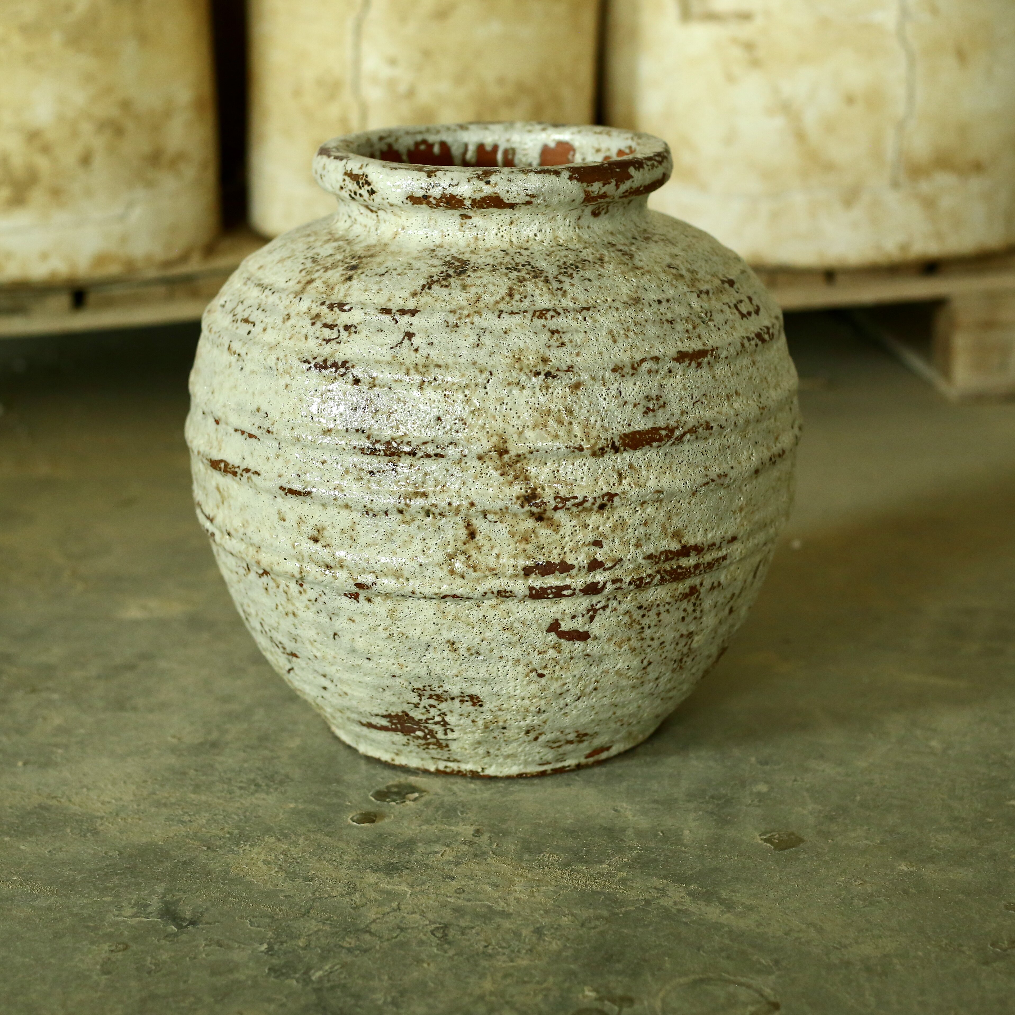 复古手压红陶粗陶陶罐古典家居花瓶手工做旧花器室内客厅花盆