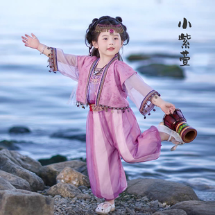 小紫萱女童汉服儿童唐装套装宝宝新中式两件套夏季仙剑奇侠cos服