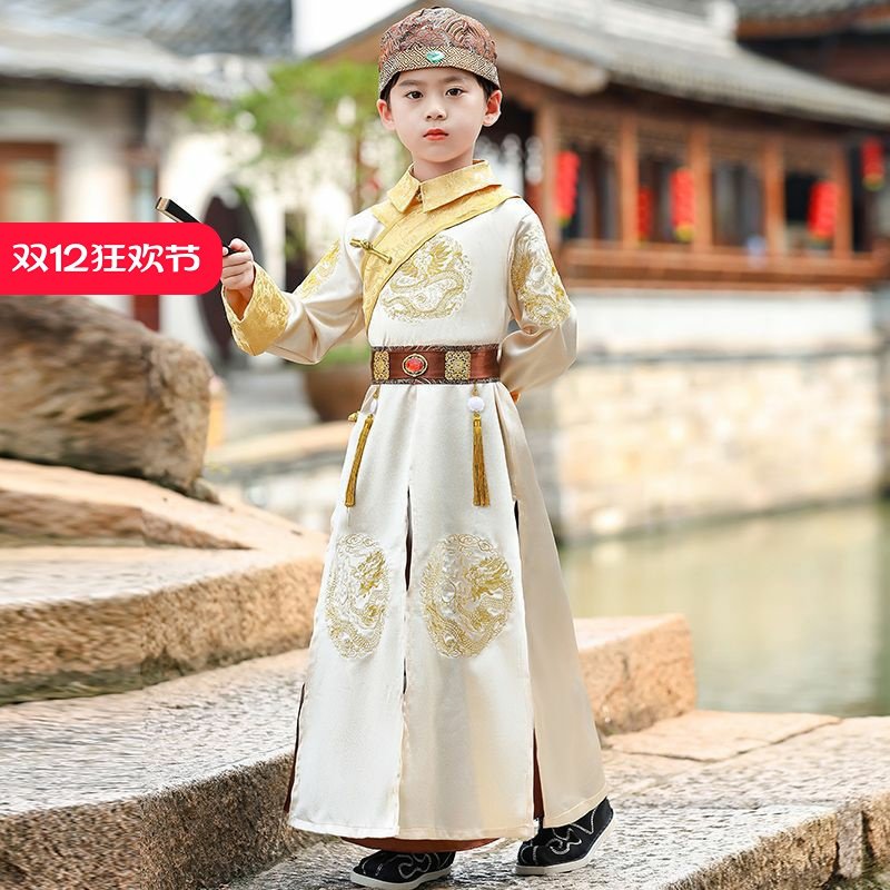 清朝阿哥服装男童汉服古装满族皇子贝勒王爷清代皇帝龙袍太子