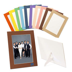 裱画框带支架 简易厚卡纸框装裱6寸7寸照片4R礼品小相框定做logo