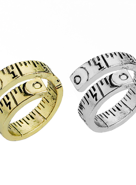 跨境WISH热销 创意新款时尚复古新款个性 潮流数字卷尺女士戒指配