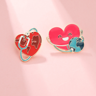 医疗系列合金胸针医护心脏心电图地球徽章配饰