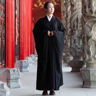 新款缎梵高档广袖皈依海青居士服男女夏季薄款大袖海清和尚衣僧服