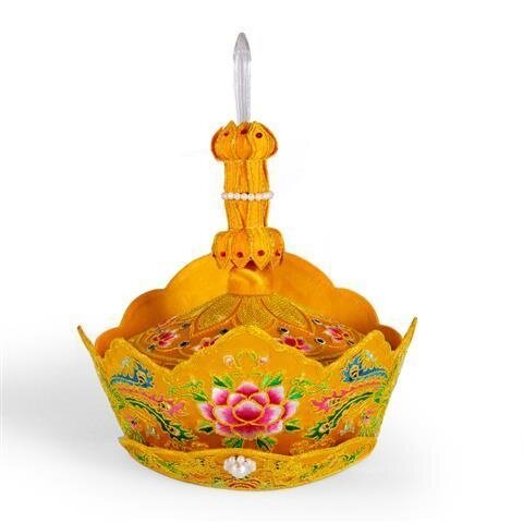 新品南尘毗卢帽法师帽高档五佛冠法会用品僧帽纯手工刺绣带铁皮桶